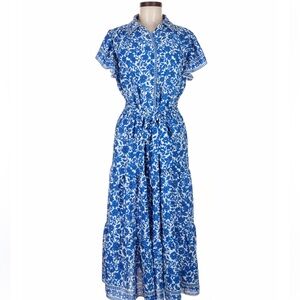 Max Studio Blue and white floral print maxi dress